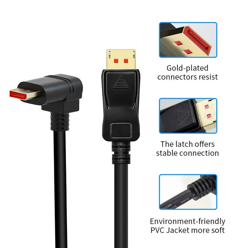 ALYYDBG 8K@60Hz 90 Degree Right Angle DP 1.4 Cable, Male to Male Right Angled Displayport 1.4 Cable Cord 8K@60Hz, 4K@144Hz, 2K@165Hz, 1.8M/6FT - Image 4